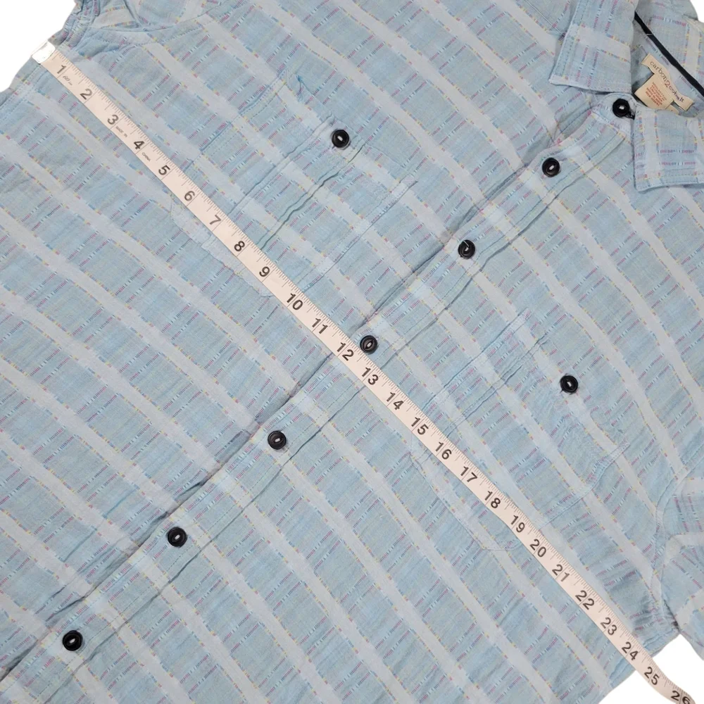 Carbon 2 Cobalt Button Up Shirt‎ Mens Large Blue Cotton Gauze Pockets Colorful
